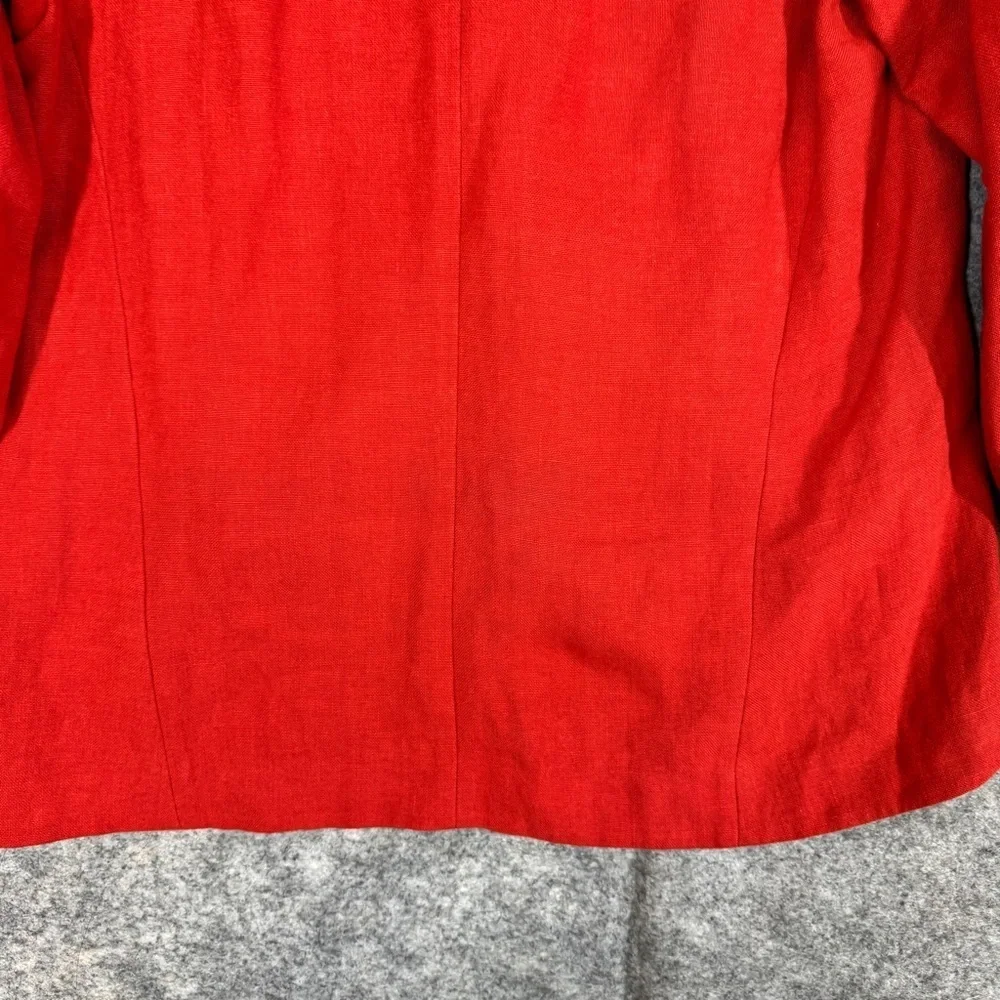 Lafayette 148 Red Linen Lagenlook One Button Blazer Jacket Lightweight  Size S - Picture 13 of 15